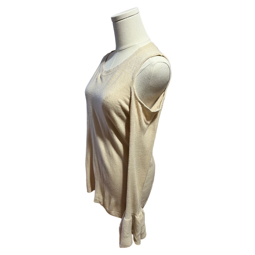 Alya Cold Shoulder Cutout Cashmere-Feel Sweater, Bell Sleeves, Cream, Juniors S​